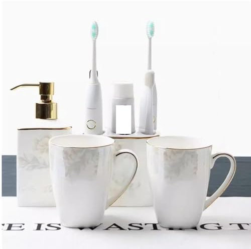 Set Di Accessori Per L'Arredo Del Bagno - Set Da Toilette Da Bagno Da 4 Pezzi, Dispenser Di Sapone, Portaspazzolino, Tazza Per Spazzolino Da Denti, Set Da Toilette Con Fiori Vintage, Regali Di Nozze
