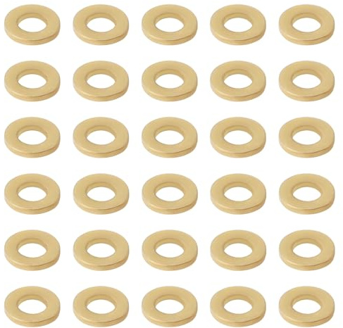 eMagTech 50PCS M1.0 Miniature Brass Washers, Flat Copper Sealing Washers Copper Brass Flat Gaskets Fixing Rings Hardware Fittings
