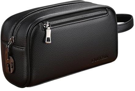 rockible Herren Handtasche mit Handschlaufe PU Business Multi Taschen Herren Clutch, Schwarz mit Schloss