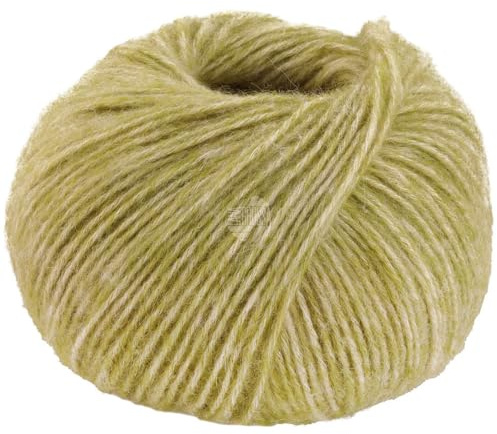 LANA GROSSA Natural Alpaca Pelo | Flauschige Netzgarnstruktur aus Baumwolle gefüllt mit Baby Alpakafasern und Merino Schurwolle | 50g Wolle zum Stricken & Häkeln | 125m Garn FB26