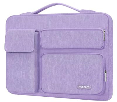MOSISO 13.3 Pollici Custodia Laptop Porta, 13-13.3 Pollici Borsa PC Compatibile con MacBook Air/Pro 13 / Pro 14, HP Dell ASUS Lenovo, Lato Aperto Borse con 2 Alzato & 1 Tasche Patta, Viola