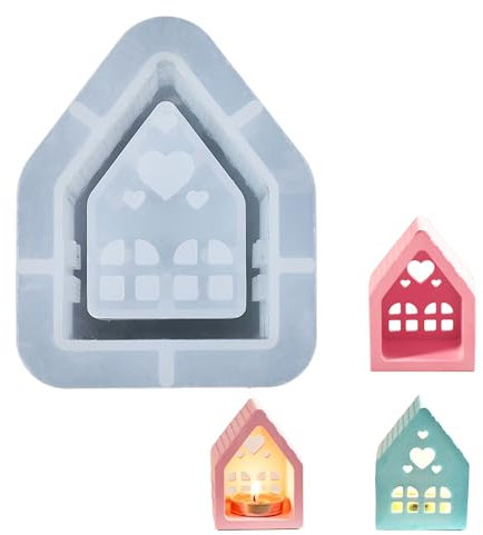 Hayaww moldes de fundición de casas,Juego de 12 Casa Moldes de Silicona Para Manualidades,3D Casas Molde para Velas moldes silicona,Para Velas,Verter Yeso,Decoración Del Hogar,Prepara El Bizcocho (B)
