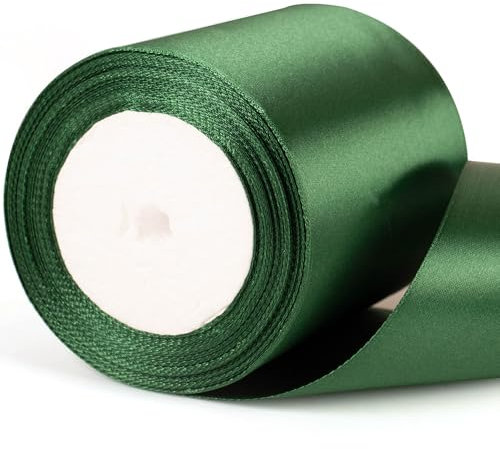 Nastro natalizio spesso 10 cm di larghezza, verde scuro, per confezioni regalo, 10,2 cm di spessore, colore verde scuro, per confezioni regalo, bouquet, Natale, matrimoni, auto, fiocchi decorativi