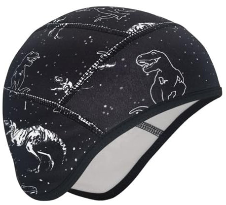 Amexo Cappello per Bambini da Bicicletta, Berretto Invernale per Bicicletta per Bambini, Fodera per Casco da Ragazza Cappelli (IT, Testo, Taglia Unica, Nero)