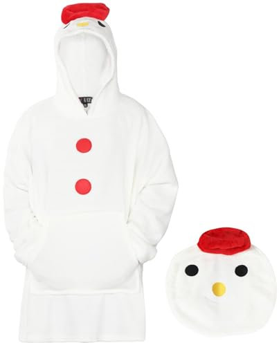 A2Z 4 Kids Girls Boys Snowman Snuggle Oversized Christmas Theme Lounge Hoodie Super Soft Winter Warm Wearable Blanket Hoodie Kids Xmas Gift Snuggle Pullover Dressing Sweatshirt with Cute Snowman Bag