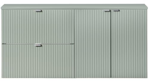 Lomadox Doppel-Waschtischunterschrank 120cm, grün, gerillte Front, hängende Montage, geringe Tiefe 40cm