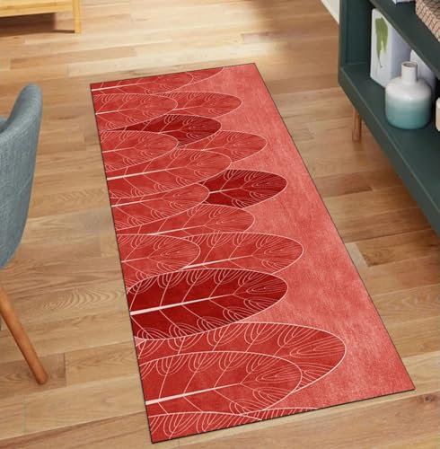 QQrunner Teppich Läufer Flur rutschfest 80x700CM Vintage Teppichläufer Küchenteppich Lang Waschbar Rot Meterware Korridor Kücheläufer