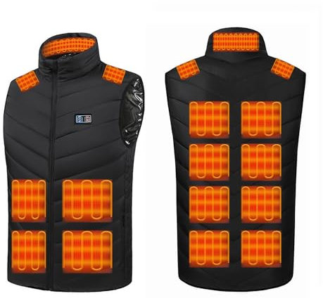 Monave Gilet chauffant pour homme et femme avec 15 coussins chauffants, gilet chauffant pour moto, pêche, marche et travail en plein air pour Noël et Thanksgiving (batterie non incluse)