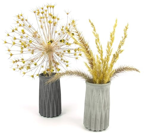 Handworkz | Lope - Vase aus Beton | wasserdicht | für frische Blumen oder Trockenblumen nutzbar | dekorativ & hochwertig | Handarbeit - Made in Germany (Grau)