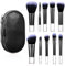 PEOVLVN Lot de 10 mini pinceaux de maquillage de voyage avec étui - Pinceaux de maquillage portables pour fond de teint, fard à paupières, contour, blush et correcteur (noir)
