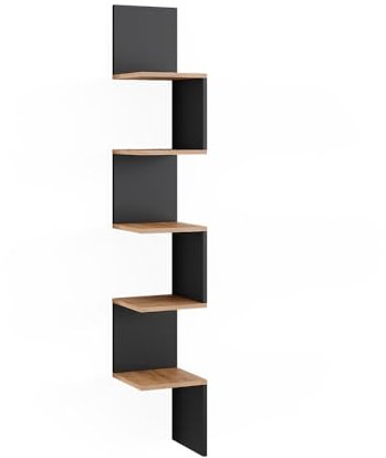 Vicco Eckregal Paolo, Bücherregal, Anthrazit, 28 x 175.4 cm mit 5 Fächern