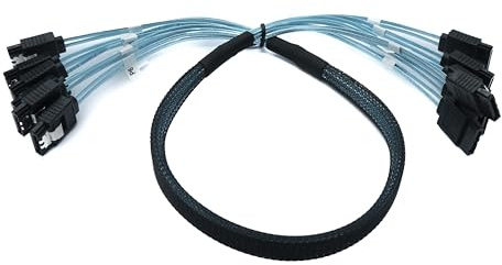 System-S SFF-8087 Kabel 50 cm 6x SATA 7 Pin Stecker zu 6x Stecker Adapter für RAID Festplatte Motherboard