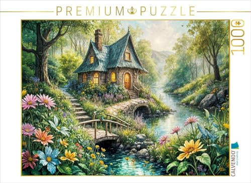 CALVENDO Puzzle Verträumtes Feenhaus am Bach | 1000 Teile Lege-Größe 64 x 48 cm Foto-Puzzle für glückliche Stunden