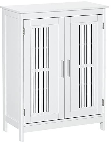 kleankin Narrow Bathroom Cabinet, Slim Bathroom Storage Unit with Adjustable Shelves, Freestanding Storage Cupboard 60 x 30 x 80 cm, White