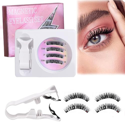 Magnetic Eyelashes Natural look with Applicator Best Magnetic Lashes Kit Reusable False Eyelashes Magnetic for Beginners Easy to Wear and Remove Magnetic Eye Lashes No Glue Eyeliner Needed for Party