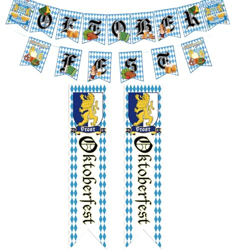 AYNKH 3 x Oktoberfest-Banner, bayerisches Bier-Party-Dekorationen, Veranda-Banner zum Aufhängen von Hausbar-Schildern