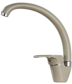 Robinet de Cuisine, Robinet de Cuisine à poignée Unique, Bec pivotant à 360°, monté sur Le Pont, évier d'eau Froide et Chaude, Robinet mitigeur d'évier de Cuisine (Point Beige clai