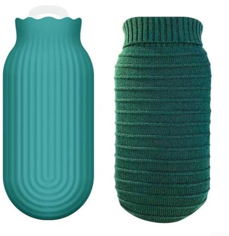 Borsa dell'acqua calda in silicone per alleviare le lesioni, facilmente riscaldabile in microonde, da viaggio (verde)