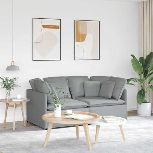 HETFTJN Modulares Ecksofa Hellgrau 200x100x64 cm Schlafsofa mit Kissen Metallgestell Modernes Design Robust und Langlebig für Wohnzimmer Esszimmer Balkon