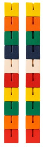 eMKay® Pack of 2 Wooden Twist and Lock Blocks | Fidget Toy for Kids & Adults | Sensory Stress Relief & Fine Motor Skill Development | Classic Retro Cube Puzzle Toy | Bright Coloured Wooden Cubes