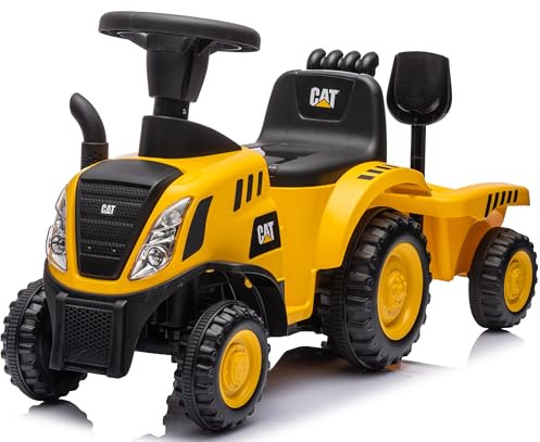 Kinder Rutschauto Rutschfahrzeug New Holland Traktor mit Anhänger Rutscherfahrzeug Kinderauto Kinderfahrzeug Laufhilfe mit Hupe Kunststoff (Gelb-Schwarz)