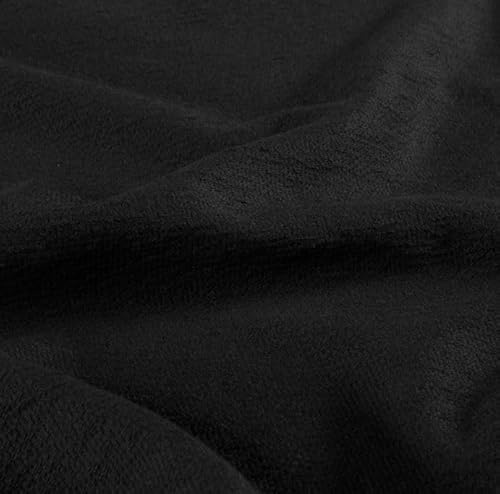 Sommersweat Meterware Krepp uni - French-Terry Sweatstoff einfarbig - Sweat Stoff, Pullistoff, Dicker Jersey gekreppt *Ab 50cm, Farbe: 069 schwarz