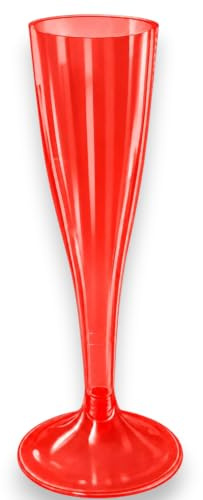 KORAT Flûte Plastica Champagne 60 Pezzi Rossi, Bicchieri Prosecco Riutilizzabili 120 ml, Calici Eleganti Per Matrimonio Feste Cerimonie Aperitivo Buffet Compleanno