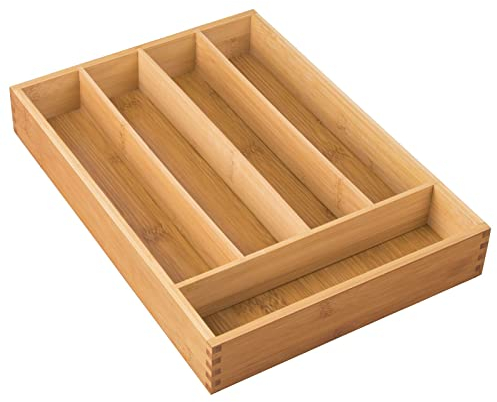 mDesign Besteckkasten aus Bambus – moderner Küchen Organizer für Schubladen – Schubladeneinsatz für Küche, Büro, Badezimmer und Schlafzimmer – bambusfarben