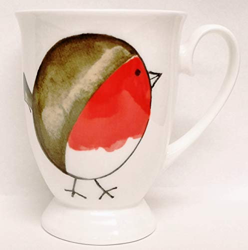 Fromeuropewithlove Fat Robin Mug Fine Bone China Royal Robin Bird Mug Hand Decorated in the UK