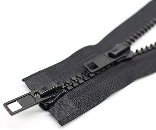 YaHoGa 2 Stück 100 cm #5 Reißverschluss Kunststoff 2 Wege teilbar Schwarze 5mm Reissverschluss für mantel Jacken (2 Wege)
