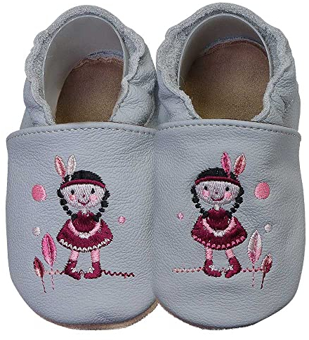 HOBEA-Germany Krabbelschuhe für Jungs und Mädchen in verschiedenen Designs 24/25 (24-30 Mon), Mädchen Grau