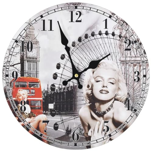 vidaXL Wanduhr Vintage Marilyn Monroe 30 cm Analog Uhr Küchenuhr Wohnzimmer