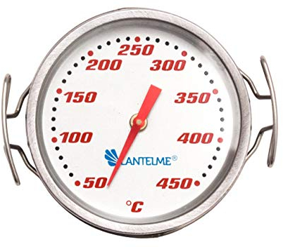 Lantelme Edelstahl Grillrostthermometer für Grilloberfläche Temperaturmessung 50°C bis 450°C Ø 57mm | Analog Thermometer universell für Grill Smoker Pizzaofen Grillrost Grillgitter Grillraum