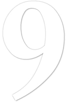 Zahlen-Aufkleber Nr. 9 in weiß I Höhe 10 cm I selbstklebende Haus-Nummer, Ziffer zum Aufkleben für Außen, Briefkasten, Tür I wetterfest I kfz_463_9