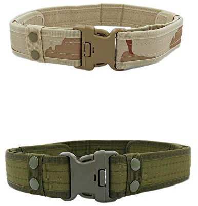MESHIKAIER Polizei Gürtel Herren Nylon Canvas Gürtel Militär Taktische Gürtel Outdoor Sportarten Gürtel mit Plastikschnalle (Armee Grün+Khaki)