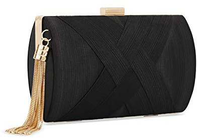 zebrum Pochette da sera da donna, Borsa a mano, Borsa da sposa, Borsa da donna Pochette da donna, Ottima scelta regalo (nappa nera elegante)