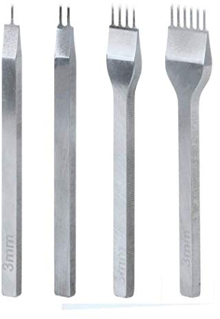 Shuny 4 Pcs Tenedores, Herramientas de Cuero, Herramientas del arte del metal del cuero del diamante, para Coser Cuero DIY Perforadoras Herramientas