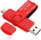 Clé USB 256 Go, 2 en 1 USB 3.0 Mémoire Stick Double Port OTG Pivotant U Disque avec Port Micro USB pour Smartphone Android, Tablette et Ordinateur (Rouge)