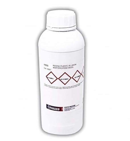 Resina Puente de Unión para Morteros, Yesos y Pladur - Ayuda y Mejora la Adherencia de todo tipo de morteros cementosos - Resina Acrílica en Base Agua - Envase de Plástico de 1 Kg