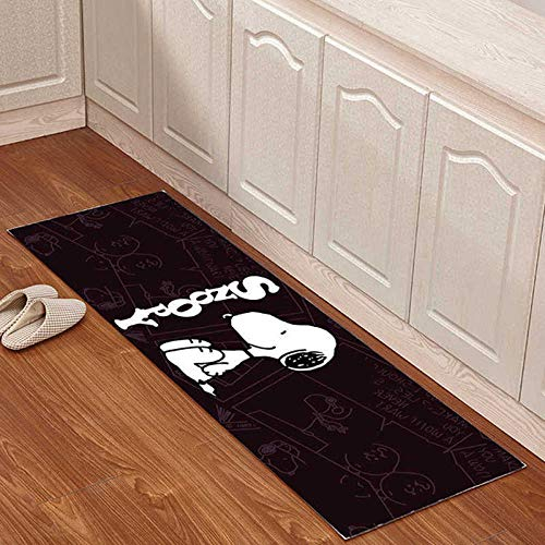 Jstoo teppiche fürs Wohnzimmer Kristall Samt rutschfeste Küche Teppich Bodenmatte Fußmatte Badezimmermatte Schlafzimmer Nachtmatte-3D Schwarz Snoopy_50 * 160CM