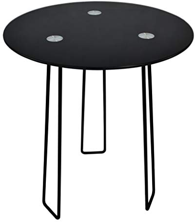 Möbelbörse Beistelltisch Glas Rund Couchtisch Glastisch Sofatisch Tisch Metall Retro Schwarz 5185-05 B-Ware