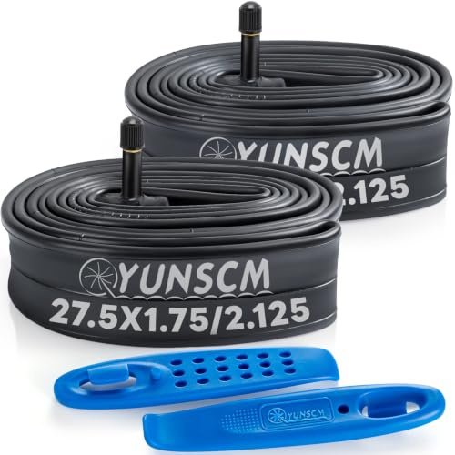 YunSCM Pack de 2 47/57-584 cámara 27.5 x1.75/1.95/2.125 AV32mm Valve 27.5 Pulgadas Compatible Bicicleta cámaras de Aire 27.5x1.75 27.5x1.95 27.5x2.0 27.5x2.10 27.5x2.125