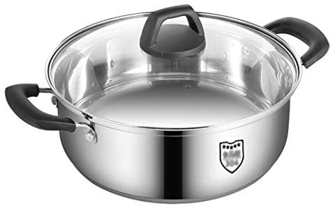 Stainless Steel Saute pan,Vision Sauce Pan with Glass Lid, Stainless Steel (Size : 24 * 10cm)