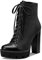 Castamere Scarpe col Tacco Plateau Donna Moda Stivali Tacco a Blocco 12CM High Heels Nero Scarpe EU 37