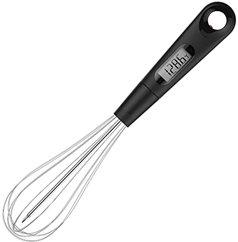 BoBoHome Thermomètre Alimentaire à Lecture instantanée 2 en 1 et Fouet à œufs avec Affichage LCD °C / °F Thermomètres numériques à Viande commutables pour la Cuisine