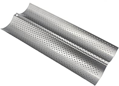 LaoZan Baguette-Backblech Baguette Blech Baguette Backform Baguetteblech Antihaftbeschichtung Baguettes (Silber#3,28 * 16.2 * 2.4cm)
