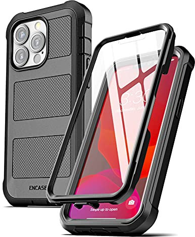 Encased FalconShield Compatible with Magsafe iPhone 13 PRO MAX Case with Shockproof Built-in Screen Protector (Black)