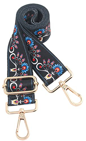 chushui Geldbörsenriemen, Ersatz Crossbody Schultergurt für Handtasche…, Schwarzer Pfau, 1.5 inch, Gitarren-Stil