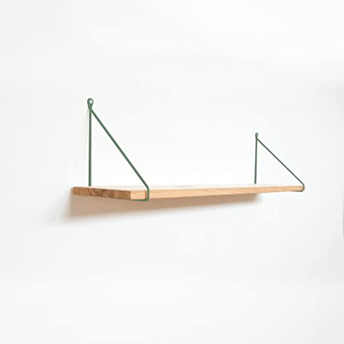 Natural Goods Berlin 1x Design Wandregal Eiche 100cm | viele Farben & Modelle | Regalboden Massivholz Metall Schweberegal hängend, Regalwinkel, Konsole (Regal PANKOW (20cm Tiefe), Grün)