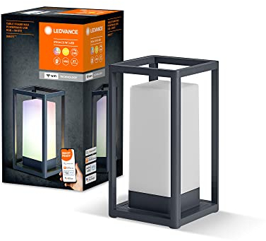 LEDVANCE SMART+ Outdoor WiFi-Tischleuchte, 5W, 310lm, schwarz, mit warmweißem Licht (3000K) und 16 Mio. Farben, batteriebetrieben, mobil nutzbar, steuerbar per App, kompatibel mit Amazon, Google & Co.